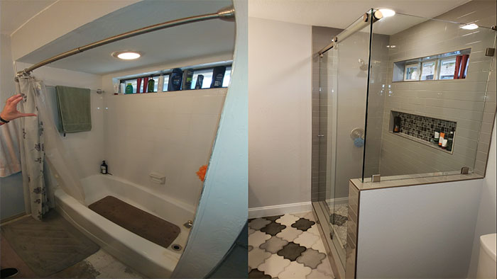 Before And After Tub To Shower Conversion